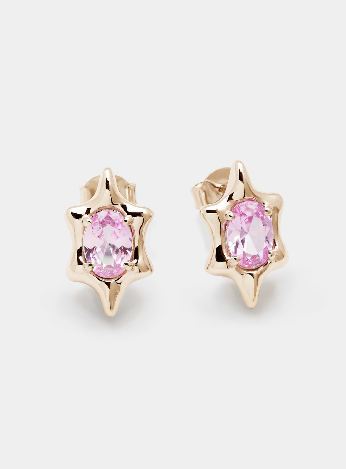 6 Point Gem Studs Gold