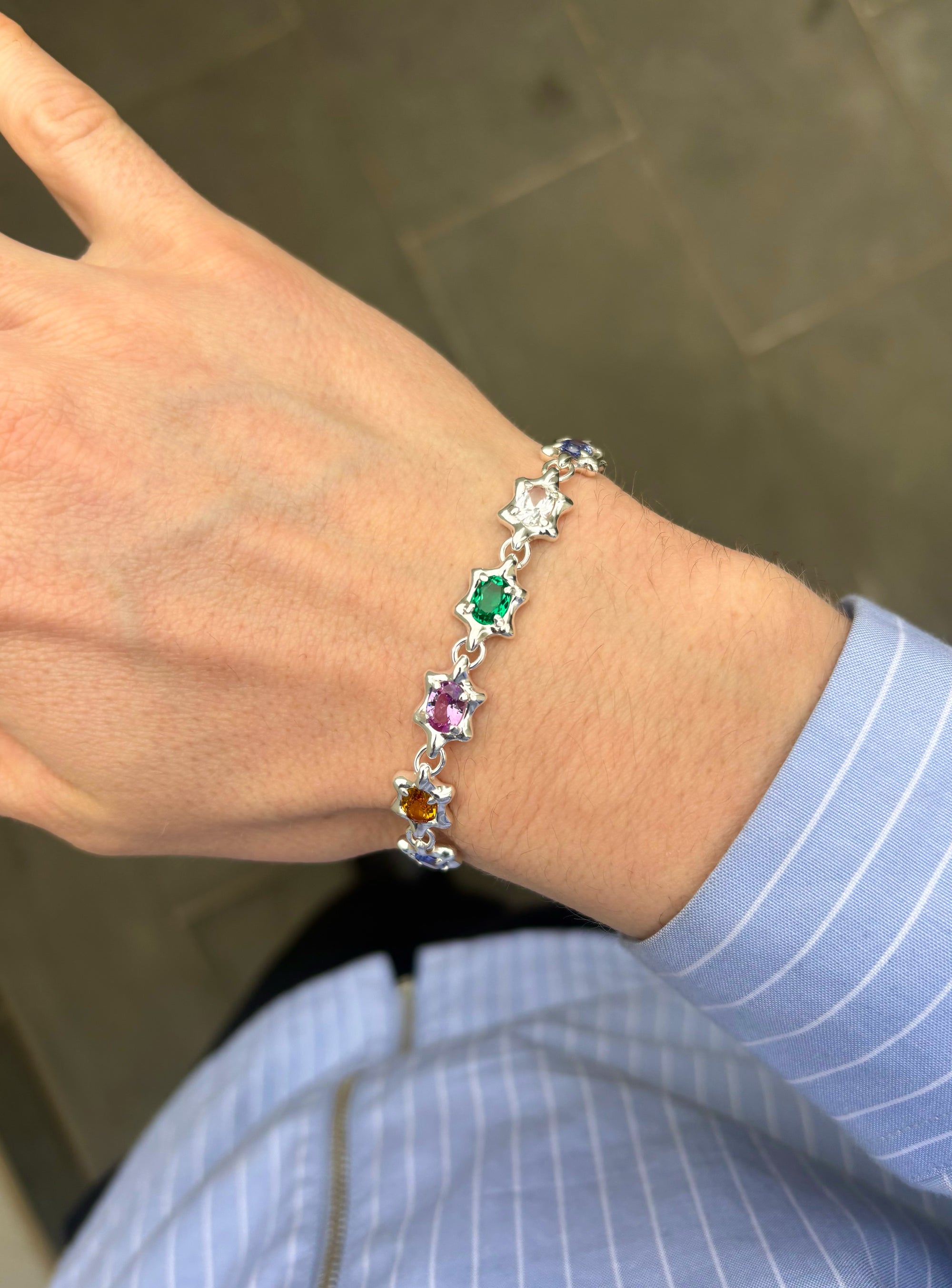 6 Pt Gem Bracelet Rainbow