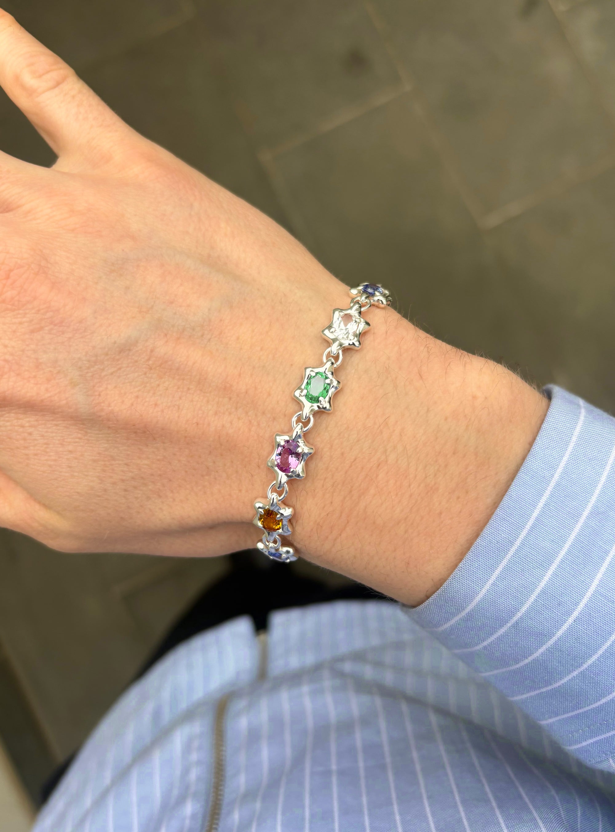 6 Pt Gem Bracelet Rainbow