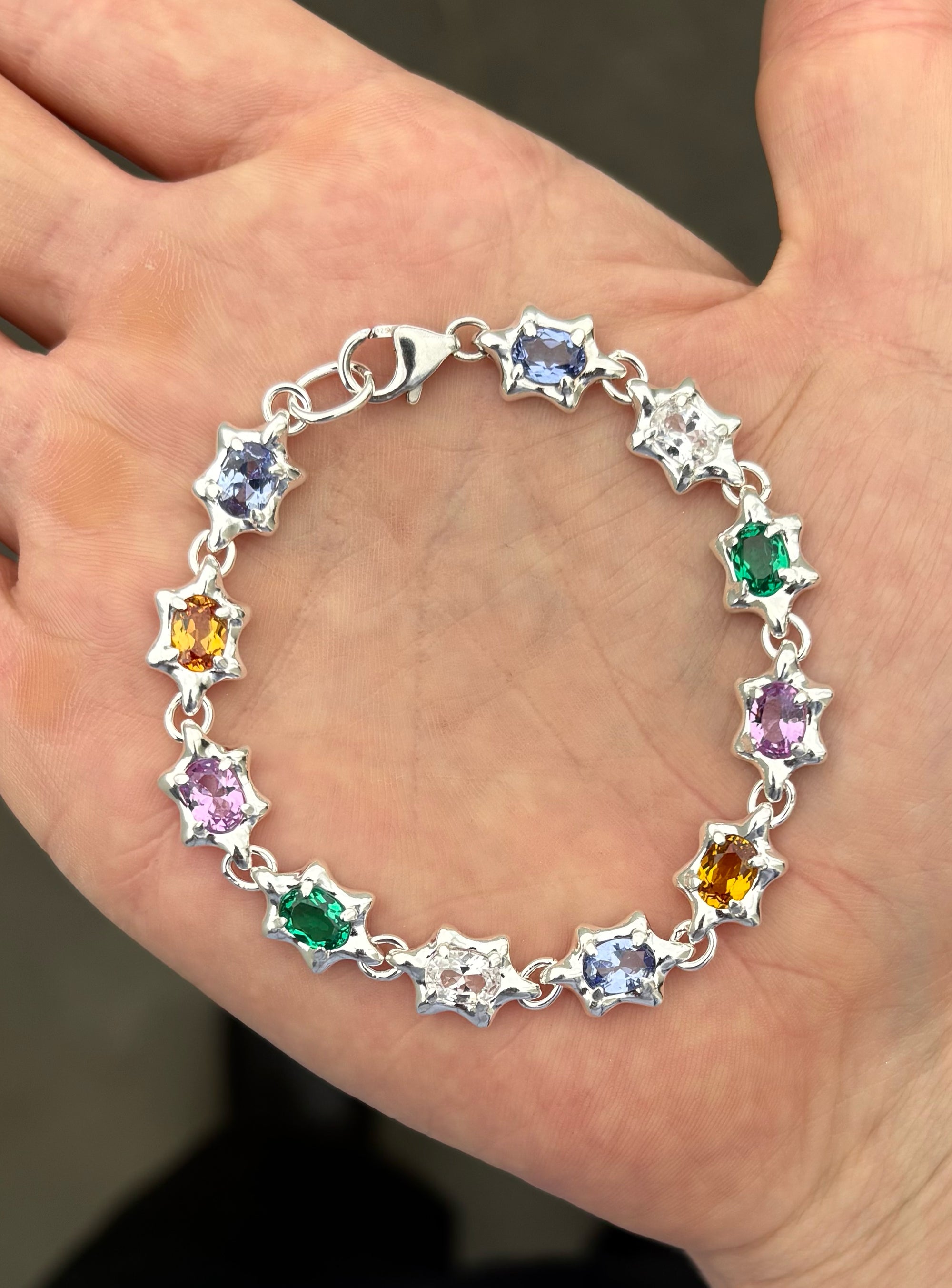 6 Pt Gem Bracelet Rainbow