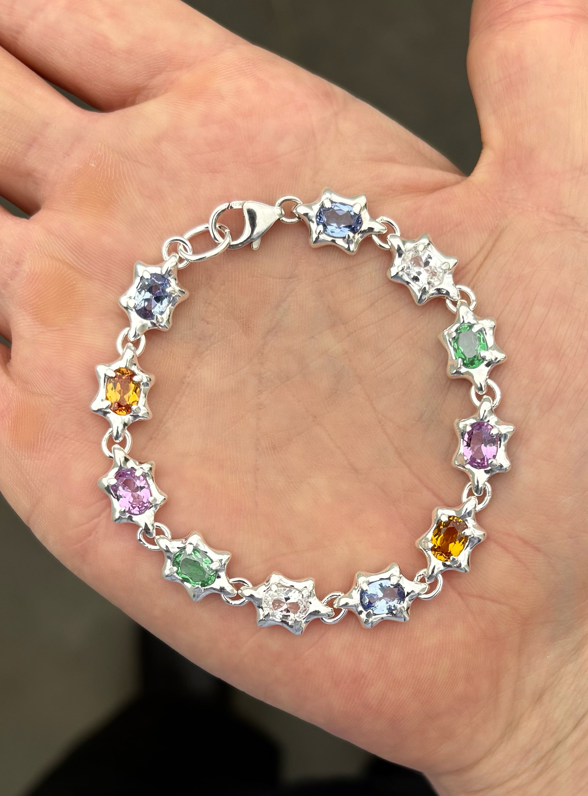 6 Pt Gem Bracelet Rainbow