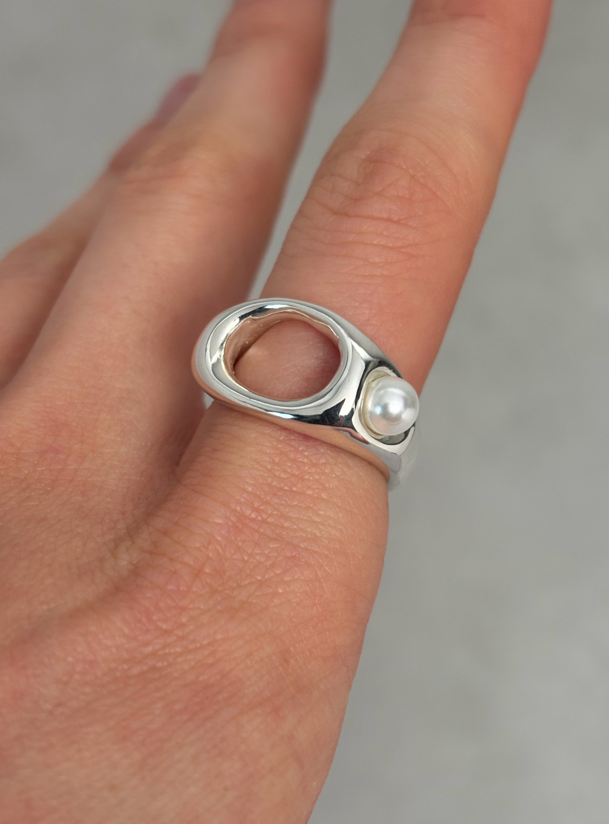 Hollow Pearl Ring