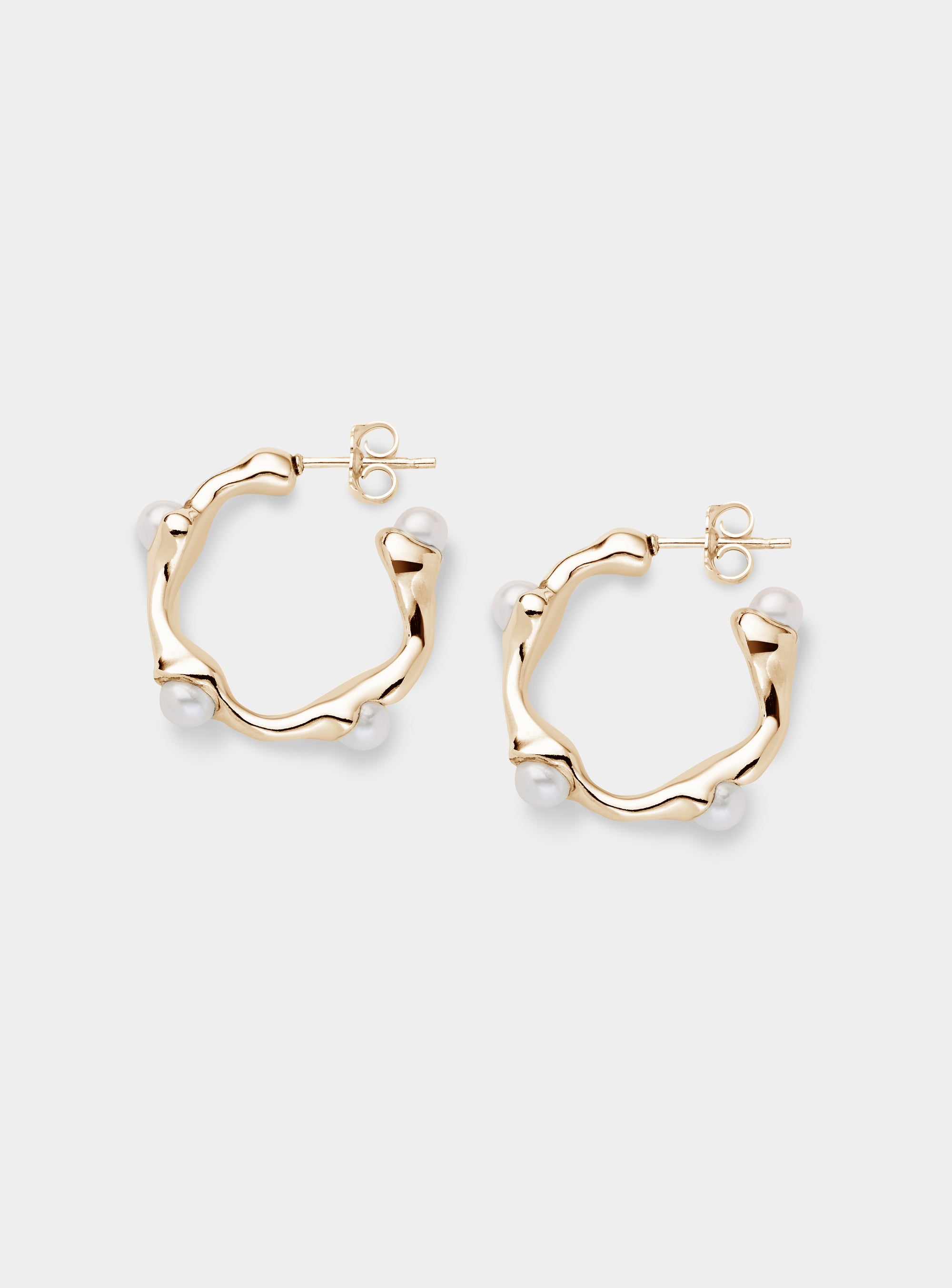 Pearl Hoops (Pair) Gold